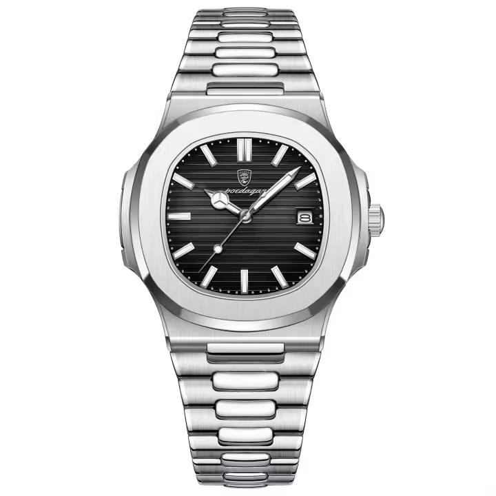 Reloj Deportivo POEDAGAR Cuarzo, Dial Cuadrado, Resistente al Agua, Luminoso, Regalo Perfecto para Hombres Correa de Acero Inoxidable - 1