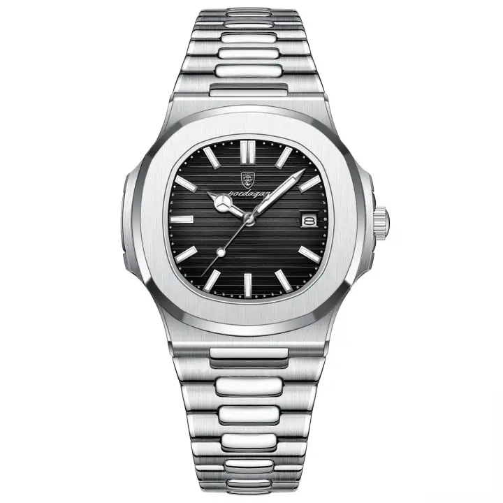Reloj Deportivo POEDAGAR Cuarzo, Dial Cuadrado, Resistente al Agua, Luminoso, Regalo Perfecto para Hombres Correa de Acero Inoxidable - 1