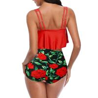 Conjuntos de dos piezas sexys para mujer, trajes de baño con volantes, ropa de playa estampada, conjunto de Bikini de cintura alta, trajes de baño Tankini con realce - details 9
