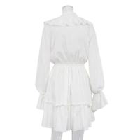 Tossy-minivestido blanco con volantes y cuello en V para mujer, vestido elegante de manga larga con retazos, cintura alta, con cordones - details 1