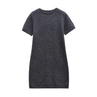 Mini vestidos de punto suave de manga corta con cuello redondo para mujer Vestidos casuales - details 0