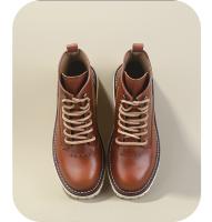 Botas cortas de media caña informales retro de cuero Zapatos de cuero versátiles británicos botas de herramientas - details 2