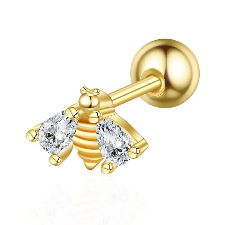 Pendientes de moda para mujer en forma de corazón, pendientes de cartílago en espiral hipoalergénicos - 1