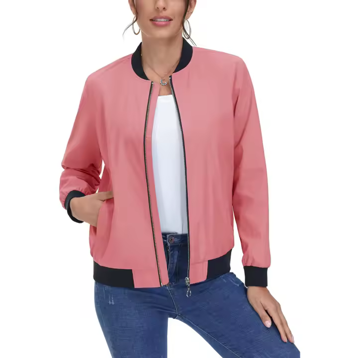 MAGCOMSEN Chaquetas Bomber para Mujer con Cremallera Informal Primavera/Otoño Chaqueta Ligera Ocio Street Trend Cortavientos - 1