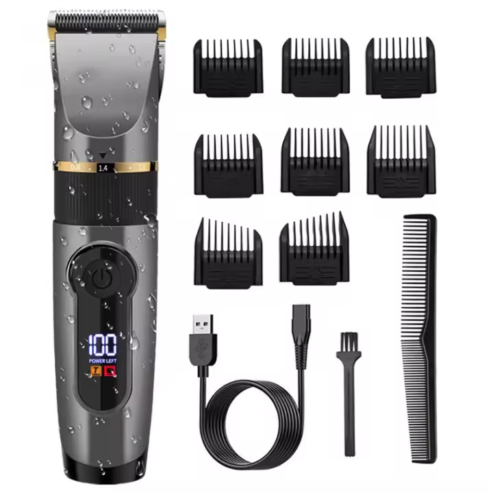 Cortapelos profesional sin cable para hombre, kit ajustable para barba y cuerpo, cortapelos eléctrico recargable, lavable a máquina - 1