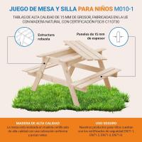 Juego de Mesa de Madera para Niños 90x90xA50 cm Ideal para Exterior o Interior - details 5