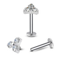 1Pc G23 titanium de la Piedra del zircon de triángulo labret stud helix cartílago de la oreja pendientes labio anillo bar joyería piercing del cuerpo - details 4
