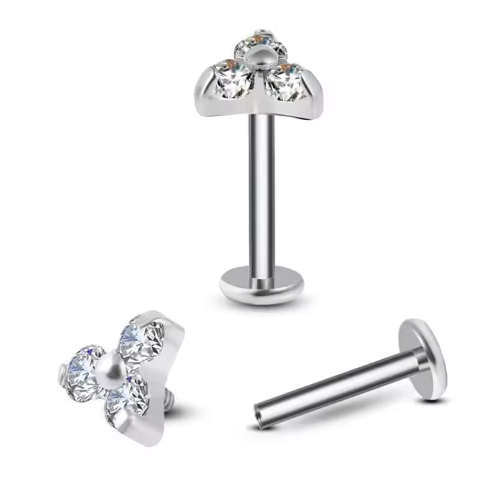 1Pc G23 titanium de la Piedra del zircon de triángulo labret stud helix cartílago de la oreja pendientes labio anillo bar joyería piercing del cuerpo - 1