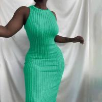 Nueva moda informal de verano para mujer, tela sin mangas, cuello redondo, vestido negro, paquete femenino, caderas, vestidos elegantes para fiesta en la playa - details 0