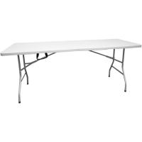 Mesa Plegable Rectangular 180x70x74cm Catering |   Mesa de resina con patas de acero plegables para eventos y terrazas |   Unidad (Blanca) - details 0