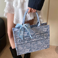 Bolso de Mano Impreso de Estilo Nacional para Mujeres Bolso de Oficina de Gran Capacidad Versátil para Primavera/Verano - details 1