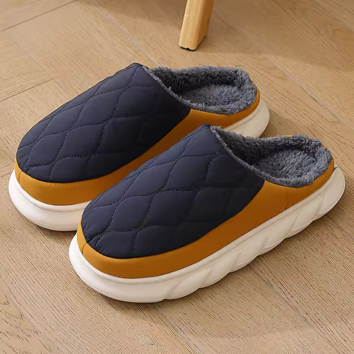 Antideslizante impermeable interior de algodón cálido hogar fondo grueso zapatillas de lana. - 1