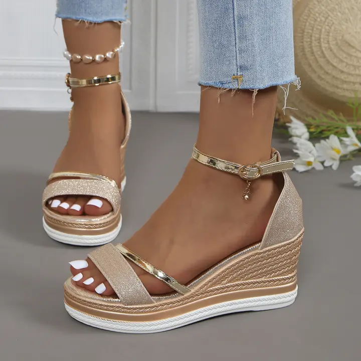 Sandalias de verano para mujer, zapatos informales con tacón de cuña - 1
