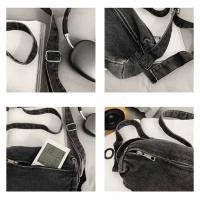 Bolso de lona vaquero Y2K portátil, bolso Vintage de gran capacidad estilo callejero, bolso de compras, bolso cruzado sólido de Color sólido para estudiantes - details 2