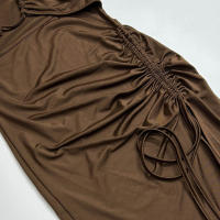 Nuevo estilo, jersey largo sin espalda, vestido ajustado sexi para chica con abertura y cordón ajustado - details 12