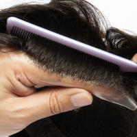 Sistema de Reemplazo de Cabello Humano Natural EVASMOOTH Pelo Ondulado, Base de Encaje Francés, Duradero, Transpirable, Color Oscuro - details 13