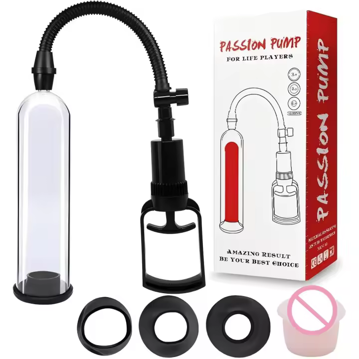 Bomba de pene - Bomba de vacío para disfunción eréctil Bomba de vacío manual para agrandar el pene para hombres Juguetes sexuales - Bombas y ampliadoras Bombas de pene para erecciones más fuertes y más grandes con 3 anillos para el pene - 1
