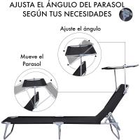 Paquete de 2 Sillas de Playa Rebanables con Parasol Ajustable Plegables y Portátiles para Jardín, Terraza, Piscina o Camping Aluminio Ligero y Tela Transpirable Resistente al Aire Libre - details 3