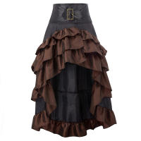 Falda de encaje Retro Steampunk para mujer, vestido Midi asimétrico, largo, Irregular, gótico, Victoriano, ribete con volantes, banquete - details 8