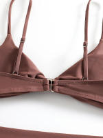 Bikini de cintura alta para mujer, traje de baño liso con tirantes, Tanga Sexy, ropa de playa, verano, 2024 - details 18