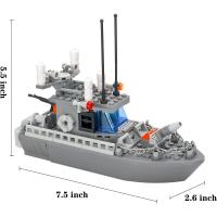Kit de construcción de acorazado, juguetes del ejército, barco de la Marina, barco de guerra con casco sólido y cubierta, juego de bloques de construcción militar - details 3
