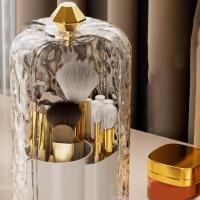 Plástico 360 ° Soporte giratorio para brochas de maquillaje, caja de almacenamiento de cosméticos a prueba de polvo de gran capacidad con tapa, organizador de maquillaje, tocador - details 1