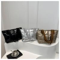 Moda señoras Tote bolsos de gran capacidad de algodón acolchado bolsa de compras rombo bolso portátil acolchado sólido para viajes de ocio - details 19