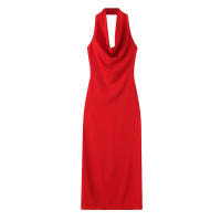 Vestido Midi Sin Mangas De Cuello Haltera Vintage Para Mujer Willshela Estilo Chic Con Cierre De Cremallera Y Abertura En La Espalda Vestido Elegante Para Damas - details 1