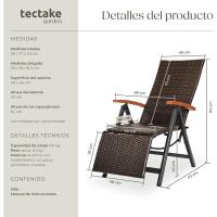Respaldo Ajustable y Reposapiés, Silla Conjunto Jardín Exterior, Muebles Jardín Exterior Resistentes a Intemperie, Reposabrazos en Madera - marrón - details 2