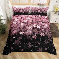 Juego de Ropa de Cama con Diseño de Cerezo Japónesako Sakura en Tamaño King/Queen Floral Primaveral Vintage para Mujeres y Niñas - details 7