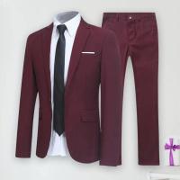 Conjunto de Traje de Negocios Delgado Color Sólido, Cuello Abierto, Traje de Oficina y Boda - details 2