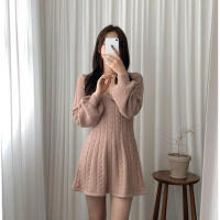 Vestido corto de punto para mujer, prenda elegante de manga larga con cuello de pico, ajustado, color negro, novedad de invierno - details 12