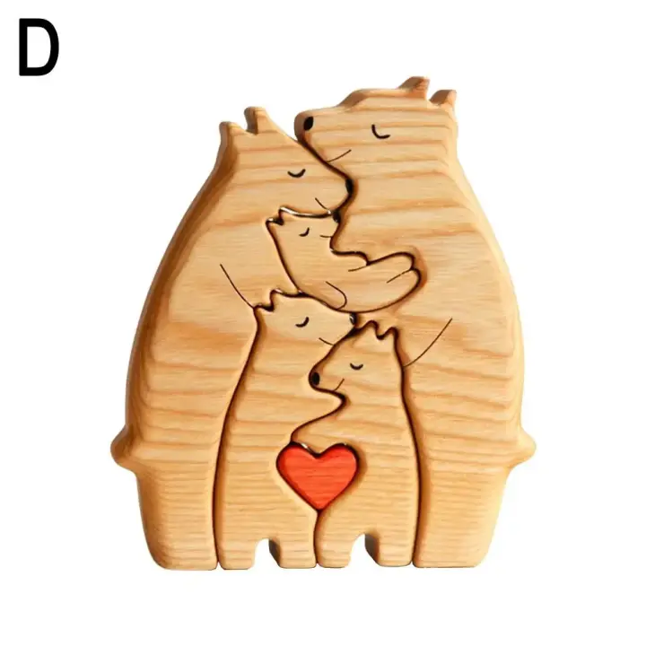 Rompecabezas de Arte de Madera de Familia de Oso Decoración de Navidad 2023 - 1