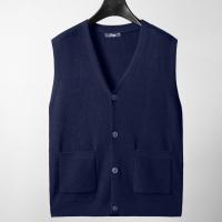 Suéter Tejido Grande Para Hombres Cardigan Chaleco Otoño Invierno Suéter Grueso Suelto Estilo Casual Cuello En V Sin Mangas - details 5