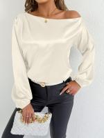 Blusa de satén de color blanco de manga larga, nueva camisa de verano para mujer - details 15