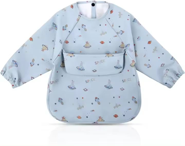 Baberos De Bebé Con Mangas, Patrón De planta, De Alimentación, Impermeables, Unisex Para Niños De 6 Meses A 2 Años - 1