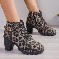 Botas Martin informales para mujer, botines con estampado de leopardo a la moda, zapatos de tacón alto - details 1