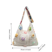 Bolso de hombro tejido bohemio, estilo étnico, gran capacidad, bandolera de ganchillo bohemio, estilo perezoso, bolso tejido informal calado - details 1