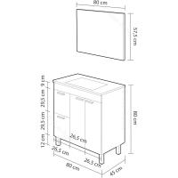 Módulo de Espejo y Cajones Brillo Blanco Tamaño 80x80x45cm Muebles de Baño - details 11