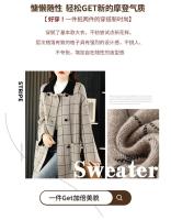 Abrigo de mujer con solapas de otoño e invierno, cárdigan largo de punto a cuadros con doble botonadura y bolsillos grandes, 100% de lana pura, 2024 - details 1