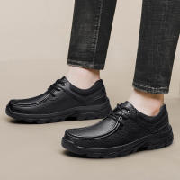 Abnkarwin Zapatos Casuales para Hombres de Cuero Genuino Tamaño Grande para Primavera y Otoño en Negro y Marrón Anti-Deslizante para Exteriores Material de Punta de Cuero Natural - details 21