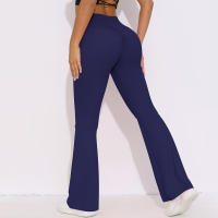 Mallas de Yoga a prueba de sentadillas para mujer, pantalones de Yoga de cintura alta, levantamiento de glúteos, pantalones de tiburón Micro acampanados, pantalones de Yoga ajustados de cintura alta - details 37