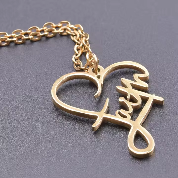 Colgante de acero inoxidable en forma de corazón, accesorio de fe unisex y moderno. - 1
