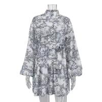 Elegante Vestido de Cintura Mini Blanco Mangas de Farol con Volantes Estilo Vintage 2025 - details 30