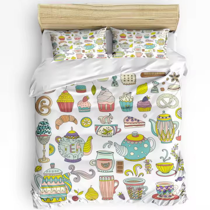 Sábana de Comodidad con Estampado de Ciruela Blanca Textil de Hogar Funda de Almohada de 3 Piezas para Niño Niña Adolescente - 1