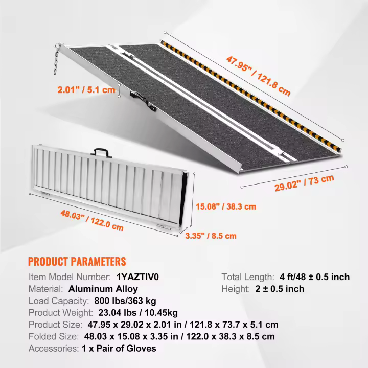 SucceBuy Rampa portátil para silla de ruedas, rampa plegable de aluminio antideslizante. Rampa para discapacitados para el hogar, escalones, escaleras y puertas - 1