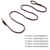 Productos para mascotas con gancho de cobre, correa de cuero trenzada para perro, cuerda de tracción larga y suave para perro, marrón duradero para exteriores - details 0