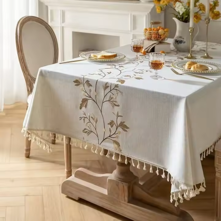 Manteles bordados resistentes a los arañazos con estampado de flecos para decoración de bodas, manteles para banquetes - 1