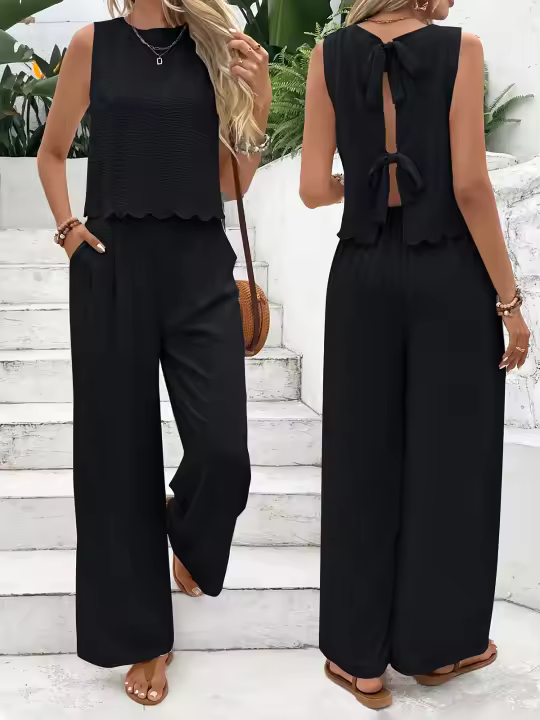 Conjunto de pantalones informales sin mangas para mujer, camiseta sin mangas, moda de verano 2025, nuevo estilo - 1