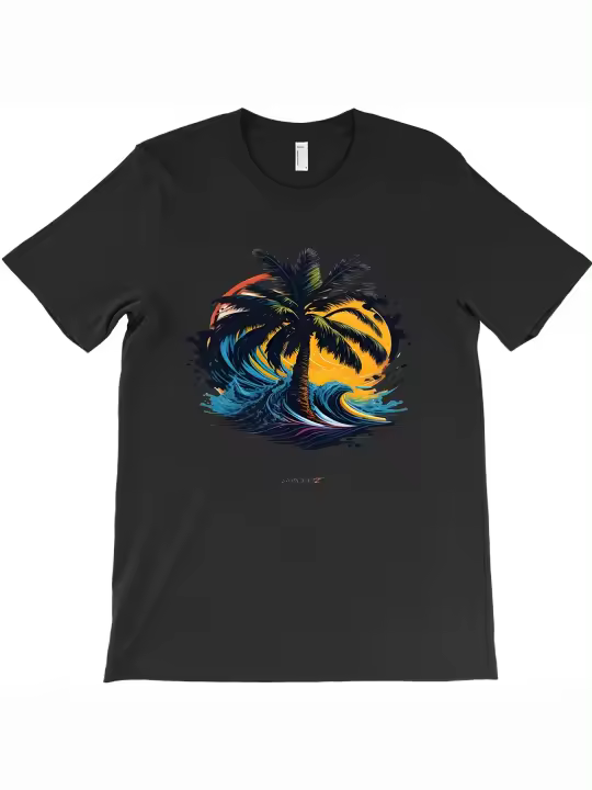 Camiseta retro con silueta de puesta de sol en el bosque, regalo para papá, manga corta con cuello redondo suave y cómoda, 230g - 1